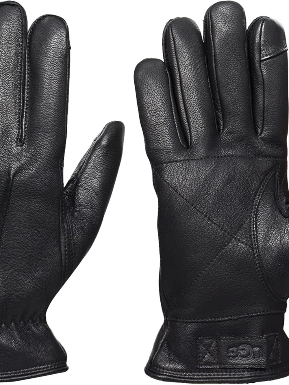 UGG Men’s Black Leather Quilted Palm Gloves